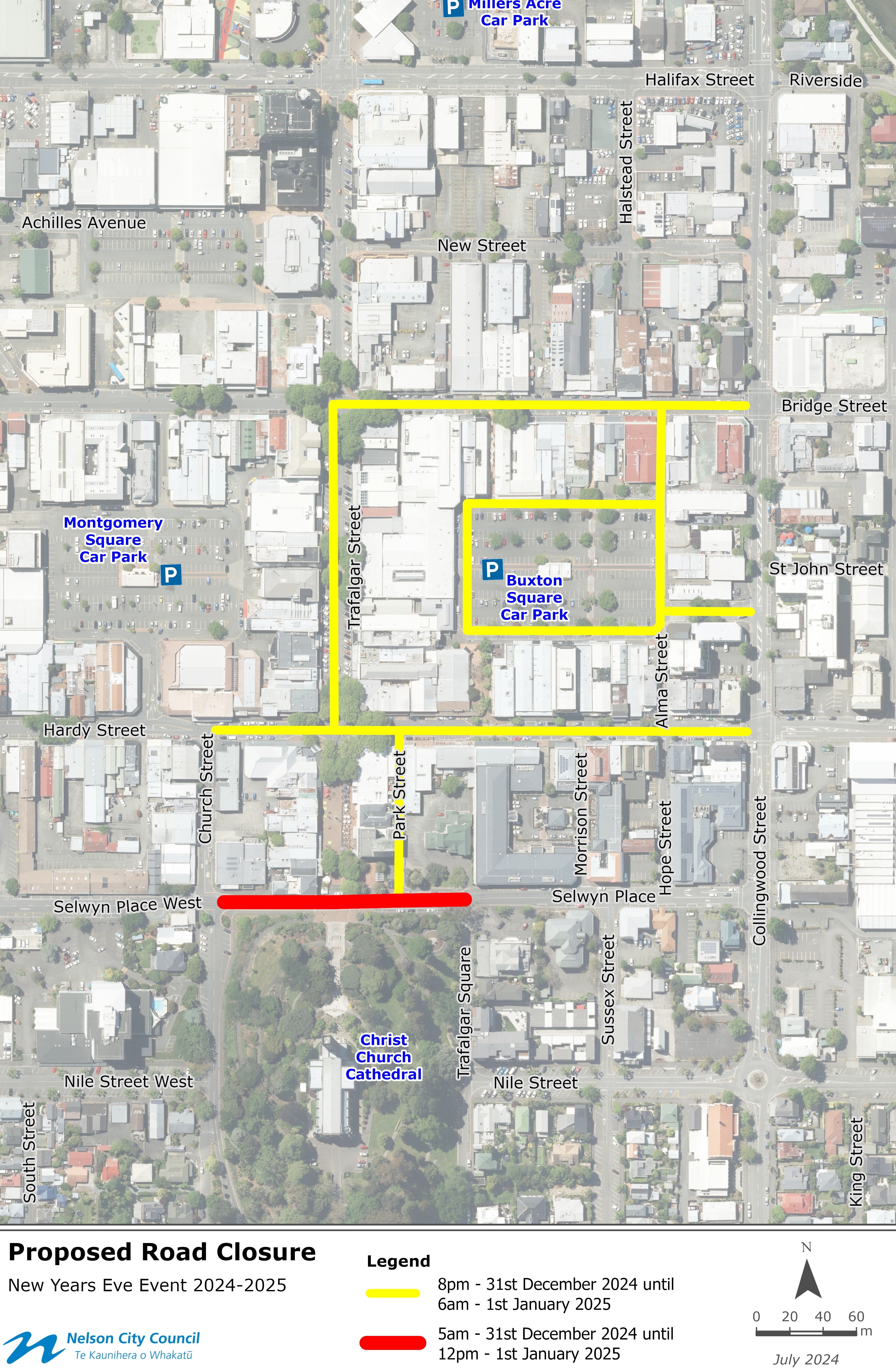 Map 2024 25 New Years Event CBD Proposed Road Closures