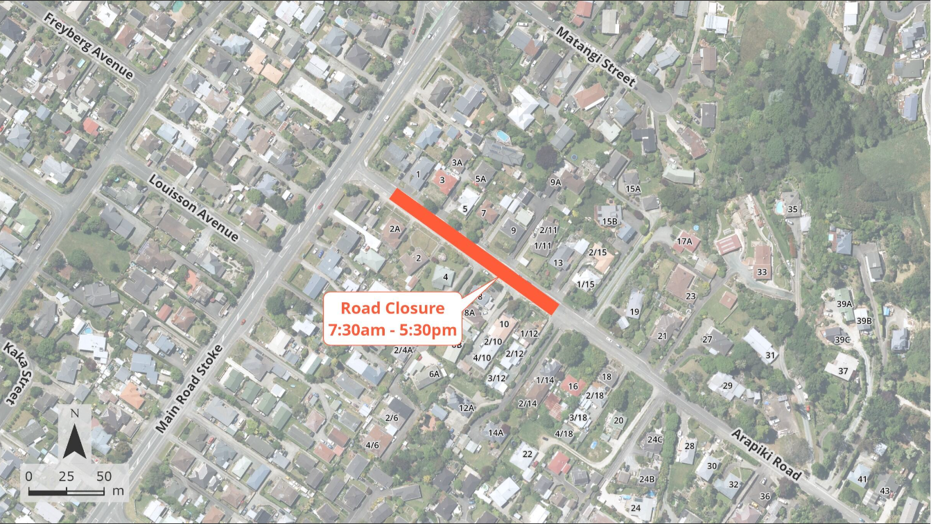 Map Arapiki Road Fulton Hogan 14 Aug 2024