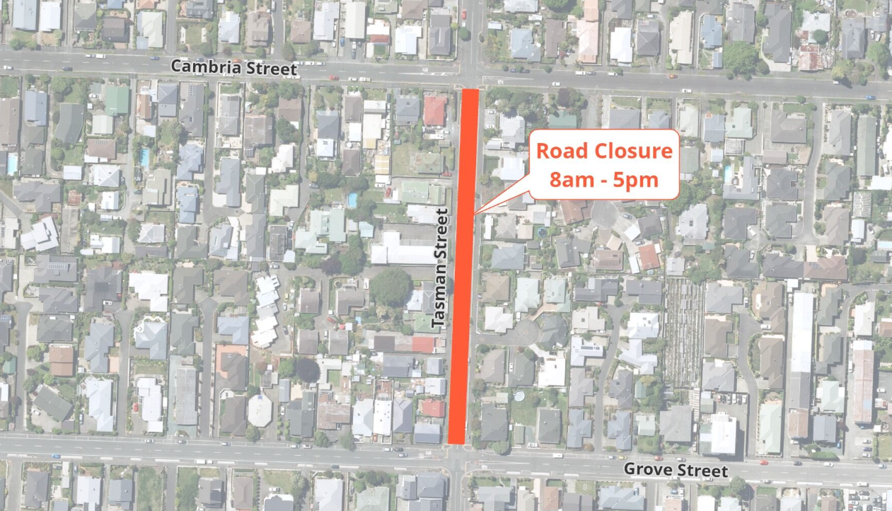 Map Road Closure Tasman Street North Fulton Hogan 23 Sep 2024