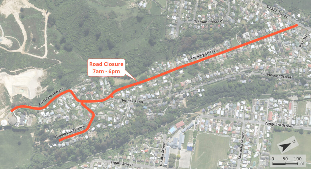 Map Road Closure Murphy Street Fulton Hogan 17 Mar 2025